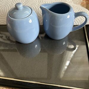 Light Blue Ceramic Creamer & Sugar Set Old Amsterdam